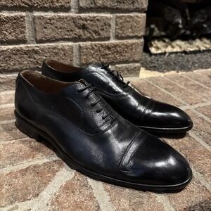 Bruno Magli "SERGIO" Black Cap Toe Oxfords Size 10.5 Lace Up Dress Shoes #376